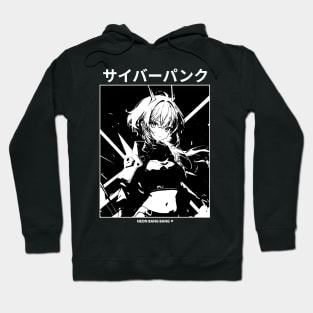 Cyberpunk Girl Manga Aesthetic Goth Grunge Black Hoodie